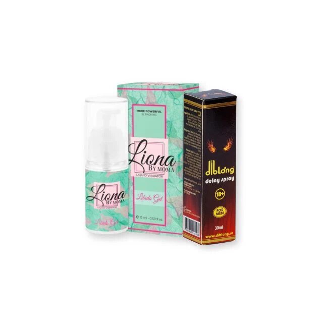  Pachet pentru cupluri: Spray bărbați DIBLONG Delay Spray 1 buc + Gel stimulare clitoris Liona by Moma Libido 1 buc