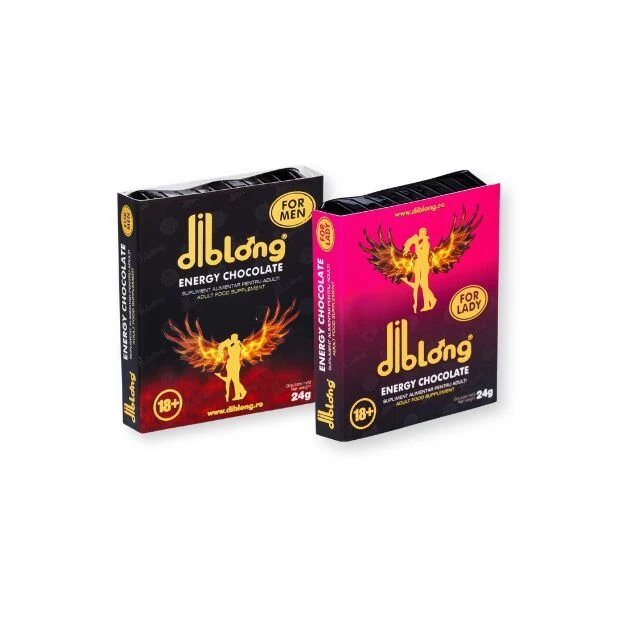  Pachet pentru cupluri: Supliment alimentar bărbați DIBLONG Energy Chocolate 1 buc + Supliment alimentar femei DIBLONG Energy Chocolate 1 buc