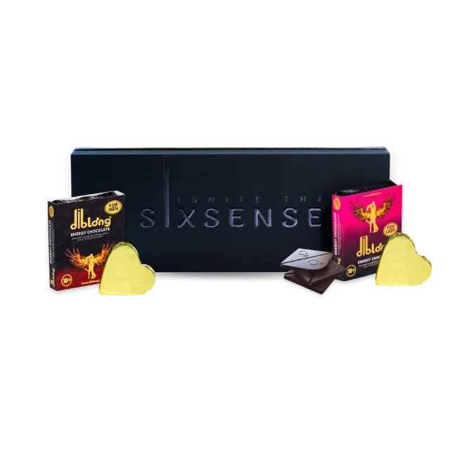  Pachet pentru cupluri: Suplimente alimentare pe bază de ciocolată Sixsense unisex 3 x 136g + Diblong Energy Chocolate For Men 24g + Diblong Energy Chocolate For Lady 24g