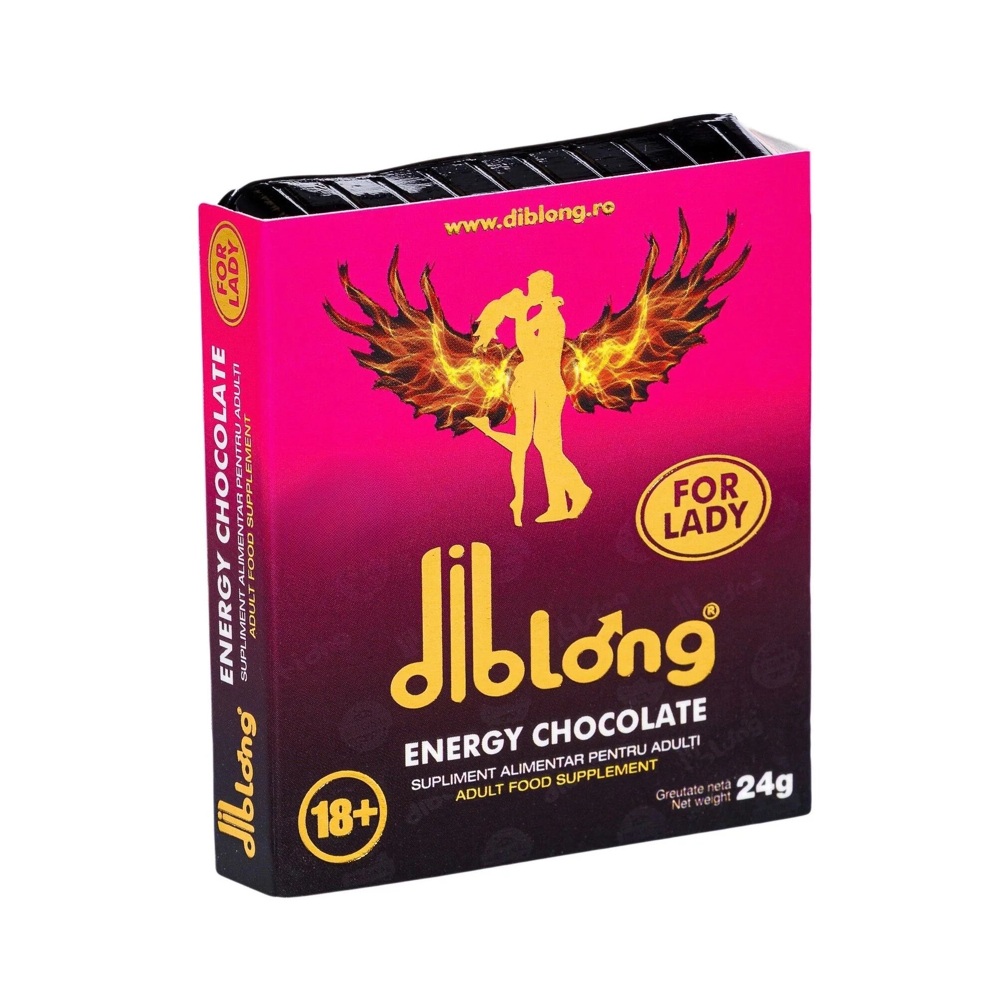  Pachet pentru femei: Capsule afrodisiace LADIES DREAM 2 buc + Supliment alimentar pe bază de ciocolată DIBLONG Energy Chocolate for Lady 24 g