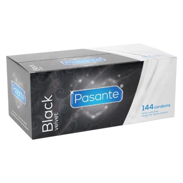 PASANTE Prezervative Black Velvet din latex negru diametru 56 mm 144 bucăți