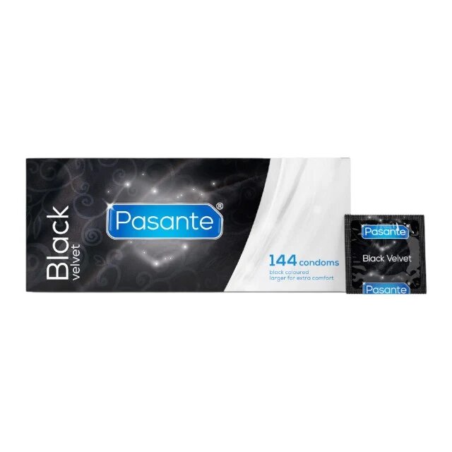 PASANTE Prezervative Black Velvet din latex negru diametru 56 mm 144 bucăți