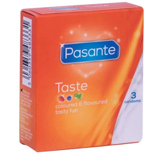 PASANTE Prezervative - Flavors colorate si aromate menta capsuni si afine marimea 53 mm 1 x 3 buc