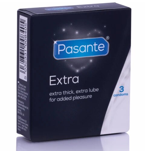 PASANTE Prezervative groase EXTRA THICK cu lubrifiant suplimentar 1 cutie x 3 buc