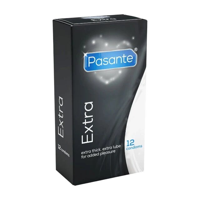 PASANTE Prezervative groase Extra Thick cu lubrifiant suplimentar diametru 52 mm 12 bucăți