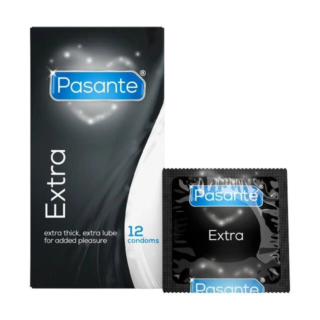PASANTE Prezervative groase Extra Thick cu lubrifiant suplimentar diametru 52 mm 12 bucăți