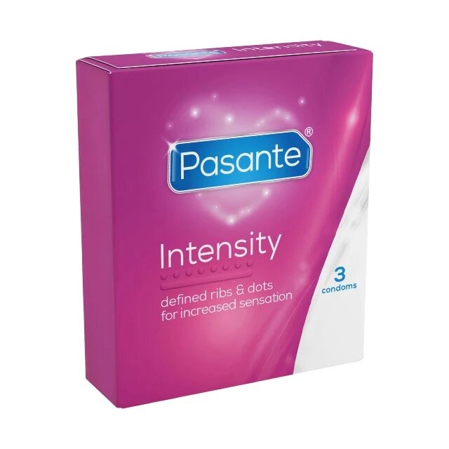 PASANTE Prezervative Ribs & Dots Intensity texturate cu puncte și striații diametru 52 mm 3 bucăți