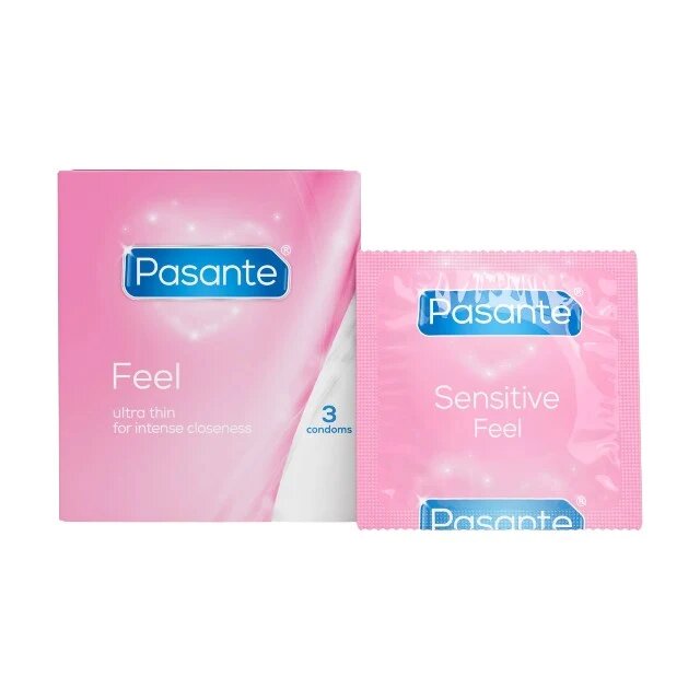 PASANTE Prezervative Sensitive Feel din latex ultra-subțiri și rezistente diametru 52 mm 3 bucăți