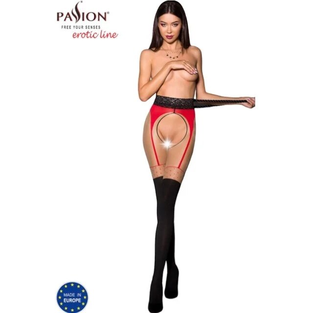 Passion Dresuri fără Crotch G-String TIOPEN003 negru și roșu mărime S/M