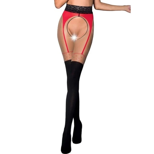 Passion Dresuri fără Crotch G-String TIOPEN003 negru și roșu mărime S/M