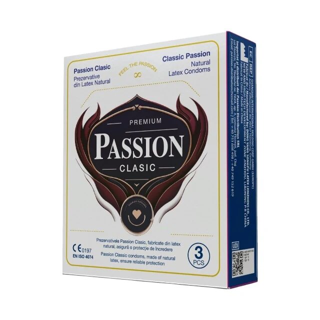 Passion Prezervative Clasic din latex natural lubrifiate și rezistente diametru 52 mm 3 buc