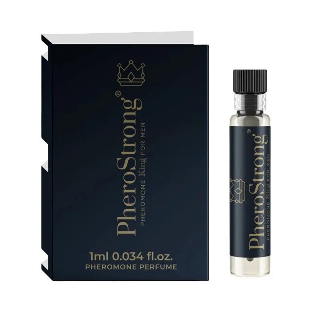PheroStrong Mostră parfum cu feromoni King pentru bărbați note de scorțișoară patchouli și lemn de santal 1 ml