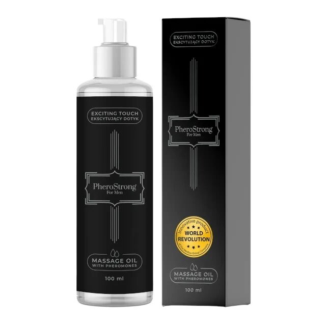 PheroStrong Ulei de masaj cu feromoni For Men pentru bărbați note de grepfrut și iasomie 100 ml (negru)
