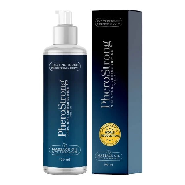 PheroStrong Ulei de masaj cu feromoni Limited Edition For Men pentru bărbați note de prune și vanilie 100 ml (albastru)