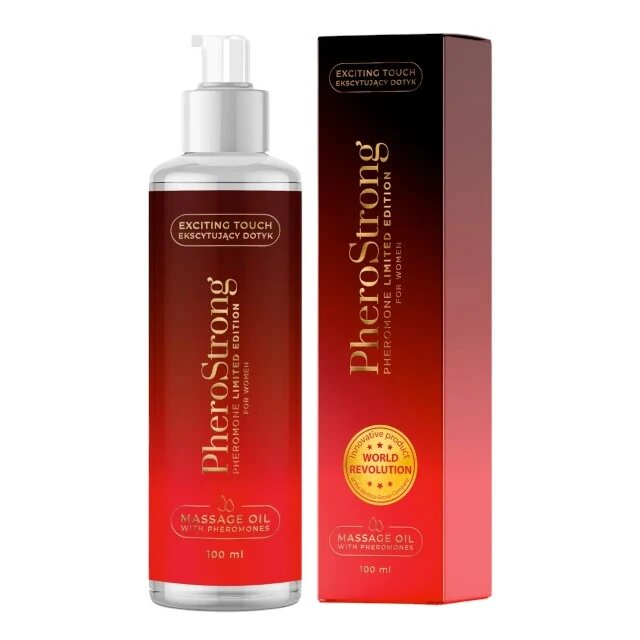 PheroStrong Ulei de masaj cu feromoni Limited Edition For Women pentru femei note de frezie și vanilie 100 ml (roșu)