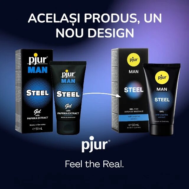 PJUR Gel Man Steel pentru masaj erotic și stimularea erecției cu extract de paprika 50 ml