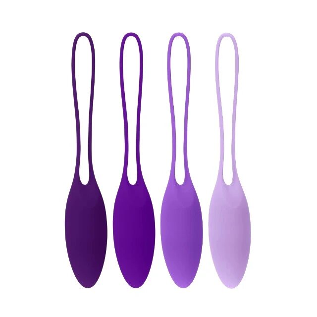 Playboy Set 4 bile kegel Put In Work pentru tonifierea mușchilor pelvieni cu greutăți progresive rezistente la apă mov