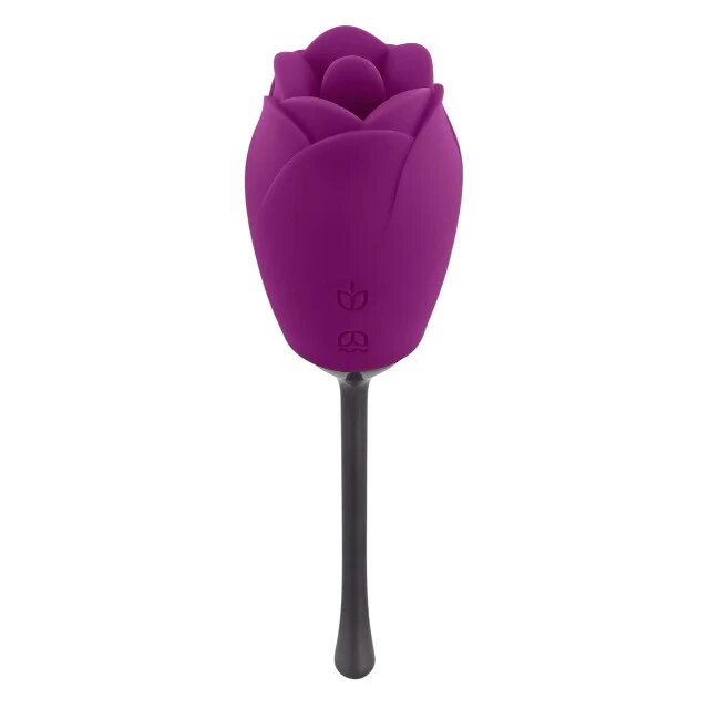 Playboy Vibrator dublu Petal în formă de trandafir cu 9 funcții de simulare sex oral 9 funcții de vibrație mov cu negru