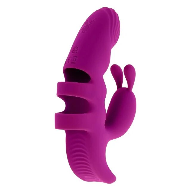 Playboy Vibrator rabbit pentru deget Lend A Hand pentru stimulare clitoris și punctul G 7 funcții de vibrații mov