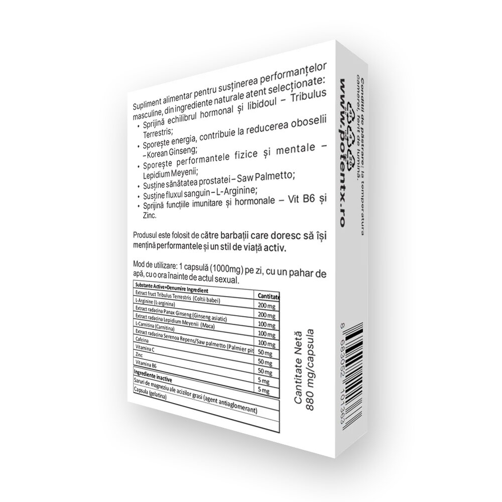 POTENTX Capsule Forte pentru susținerea potenței erecției libidoului și vitalității masculine 4 capsule