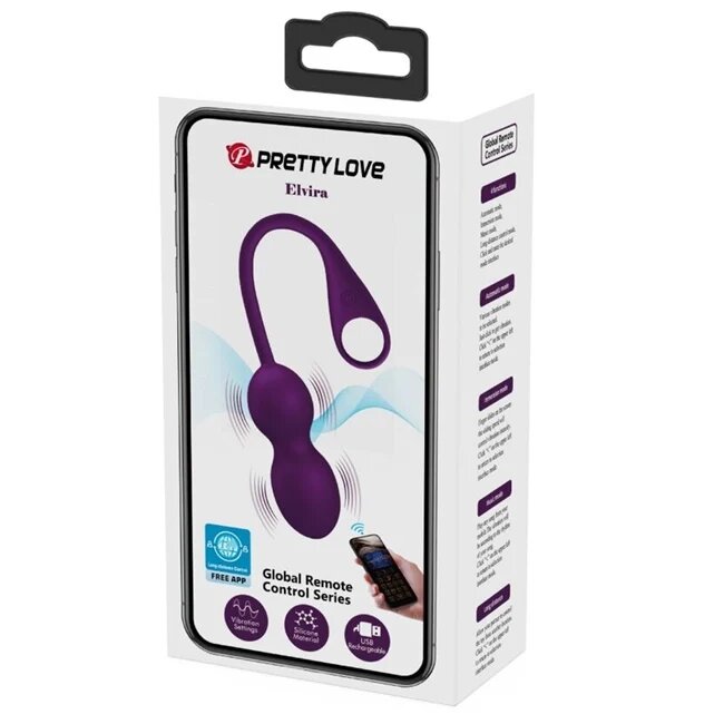 PRETTYLOVE Bile KEGEL - PRETTYLOVE Elvira 12 funcții de vibrație control la distanță prin aplicație mobilă