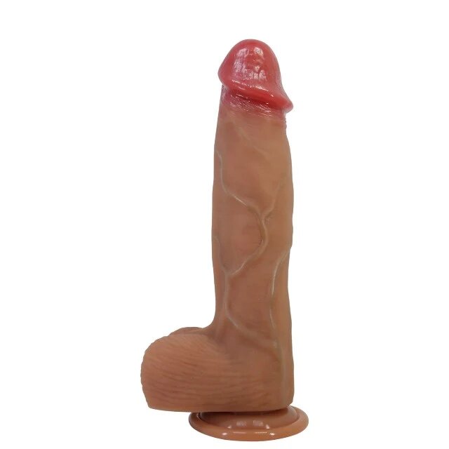 PRETTYLOVE Dildo realistic Orton cu testicule și ventuză material moale și flexibil lungime inserabilă 17.5 cm diametru 4.9 cm culoare naturală