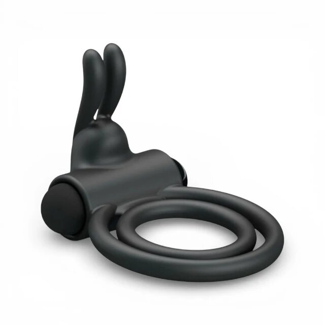 PRETTYLOVE Inel vibrator pentru penis Osmond cu vibrații puternice din silicon moale culoare negru