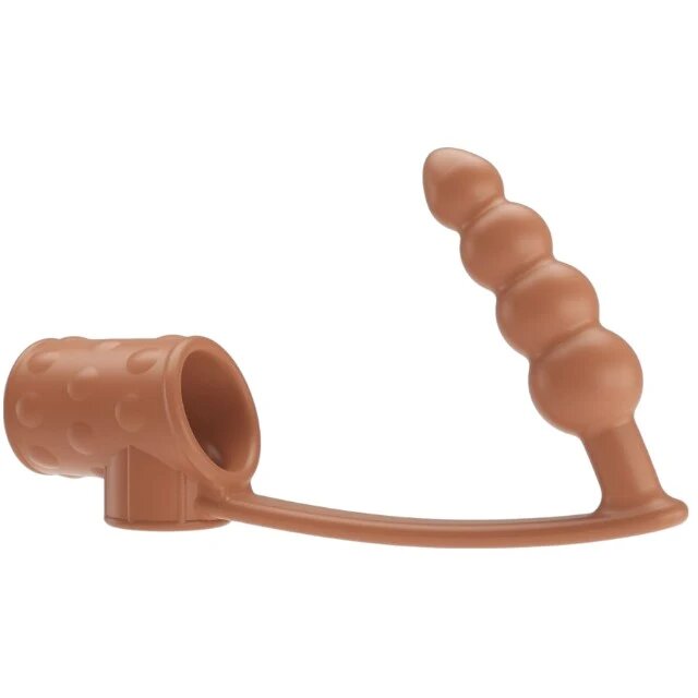 PRETTYLOVE Manșon pentru penis cu plug anal Rilley Penis Sleeve din TPE rezistent la apă culoarea pielii