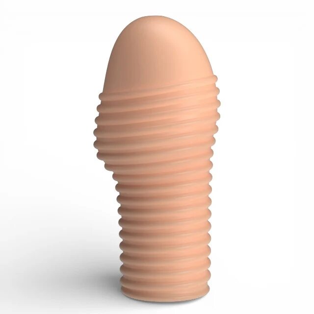 PRETTYLOVE Manșon pentru penis Hoytt pentru îngroșare și stimulare intensă texturat cu striații culoarea pielii 9 cm