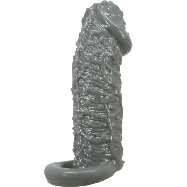 PRETTYLOVE Manson PrettyLove - Realistic cu striati pentru extensia penisului 13 cm gri inchis