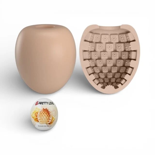 PRETTYLOVE Masturbator manual Pleasure Egg 2 interior texturizat din TPR culoarea pielii în formă de ou
