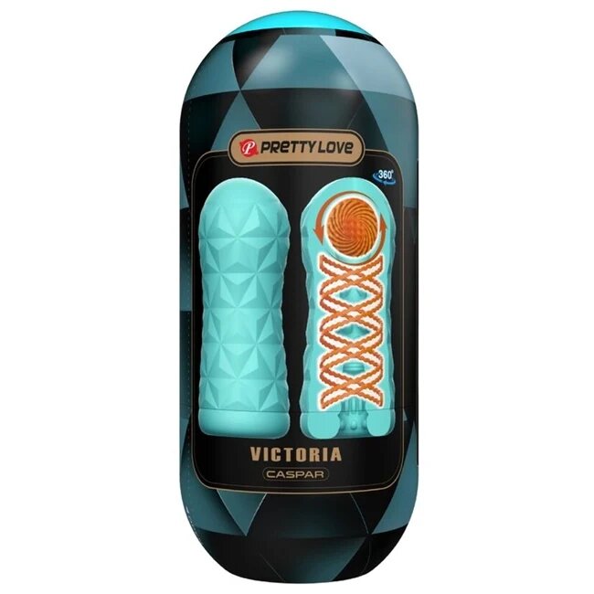 PRETTYLOVE Masturbator Victoria CASPAR in forma de ou cu functie de rotatie compact si rezistent la apa verde aqua