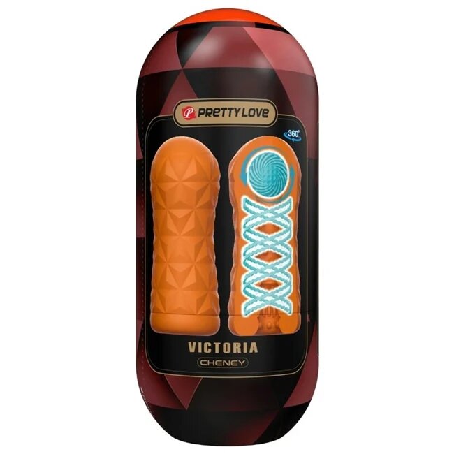 PRETTYLOVE Masturbator Victoria Cheney in forma de ou cu functie de rotatie compact si rezistent la apa portocaliu