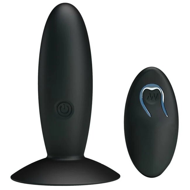 PRETTYLOVE Plug anal electric cu telecomanda din silicon cu 12 functii de vibrare negru
