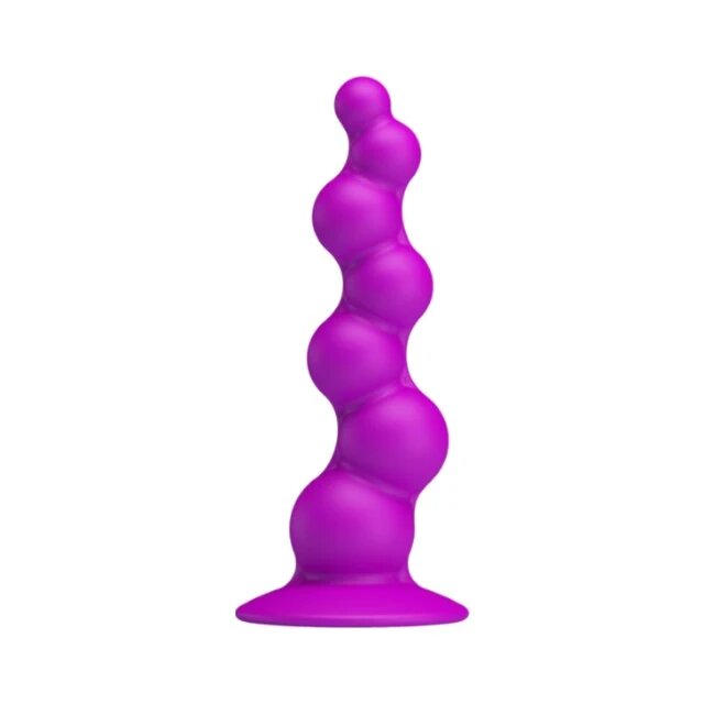 PRETTYLOVE Plug anal Sturdy Dongwith design ondulat pentru stimulare intensă bază cu ventuză lungime 15 cm mov