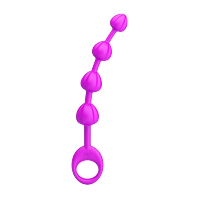 PRETTYLOVE Rozariu anal Beeds cu inel pentru extracție ușoară lungime 19.5 cm diametre progresive 1.7 – 2.3 cm mov