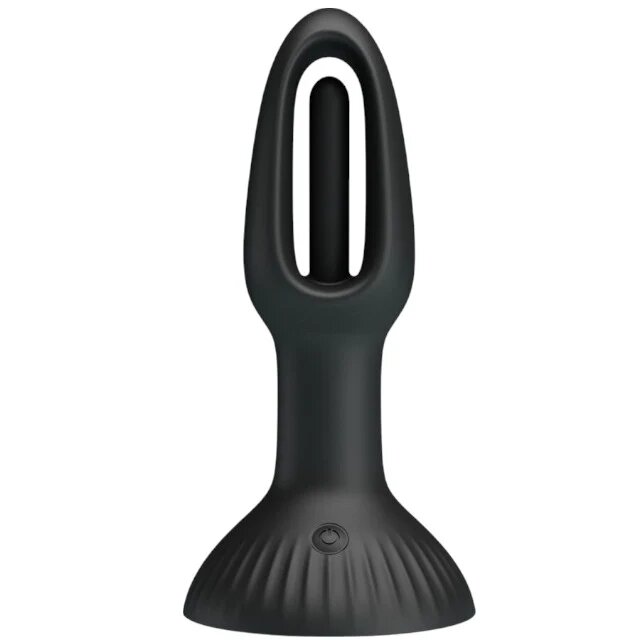 PRETTYLOVE Vibrator anal Hubert cu 7 funcții de mișcări ritmice din silicon rezistent la apă diametru 4 cm negru