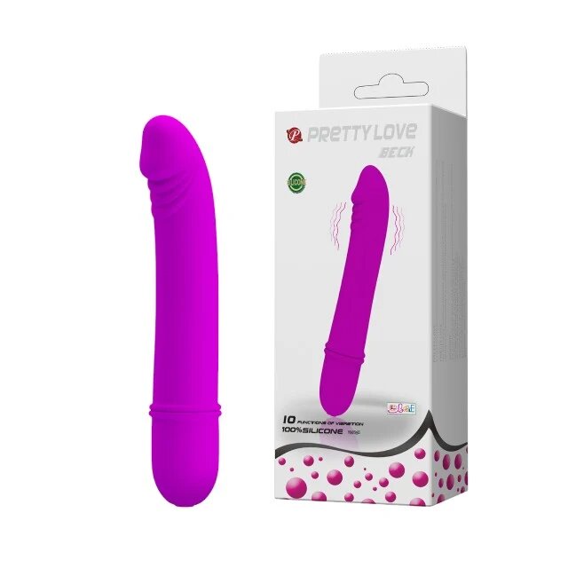 PRETTYLOVE Vibrator Beck 10 funcții de vibrație design ușor curbat din silicon hipoalergenic culoare roz 12 cm
