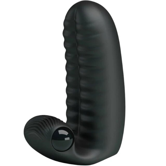 PRETTYLOVE Vibrator dublu pentru deget Abbott pentru stimulare vaginală și clitoridiană negru