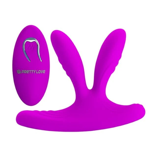 PRETTYLOVE Vibrator Magic Finger pentru stimulare vaginală și anală control prin telecomandă 12 funcții de vibrație mov