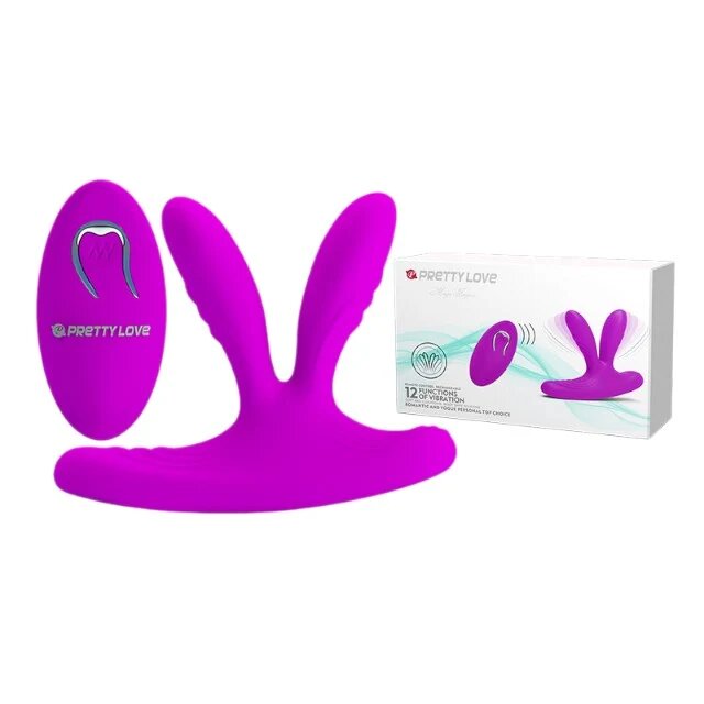 PRETTYLOVE Vibrator Magic Finger pentru stimulare vaginală și anală control prin telecomandă 12 funcții de vibrație mov