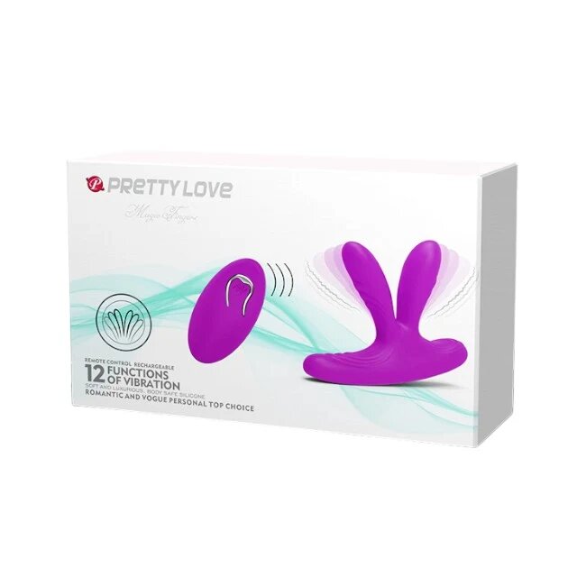 PRETTYLOVE Vibrator Magic Finger pentru stimulare vaginală și anală control prin telecomandă 12 funcții de vibrație mov