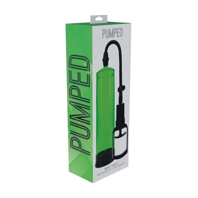 PUMPED Pompă manuală Basic Pump 2 pentru mărirea penisului și îmbunătățirea performanțelor sexuale 31 cm verde