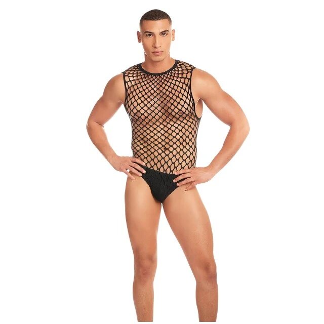 RAINBOW PARTY Set lenjerie erotica barbati 2 piese negru S/M