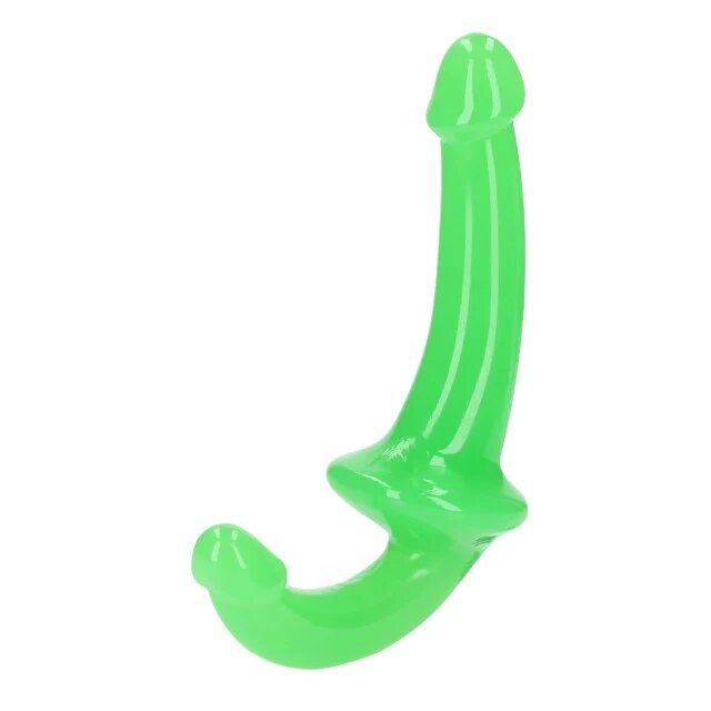RealRock Dildo dublu Glow In The Dark Dildo 6” strap-on fără ham din TPE lungime 20 cm verde fosforescent