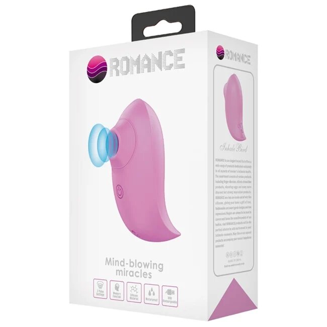 ROMANCE Jucarie sexuala - Inhale Bird Mini Sucker pentru stimularea clitorisului din silicon roz 7 functii