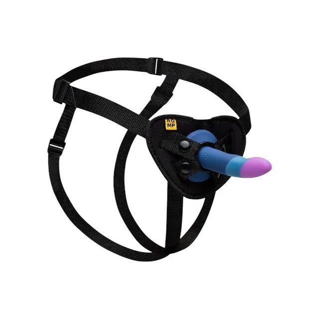 ROMP Ham Strap-On PICCOLO Pegging Kit mărime ajustabilă cu dildo din silicon lungime inserabilă 12.5 cm culori albastru cu mov