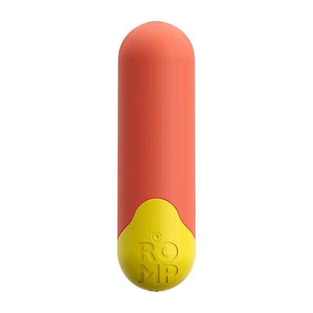 ROMP Vibrator bullet RIOT pentru stimularea clitorisului 10 funcții de vibrație rezistent la apă IPX5 portocaliu cu galben