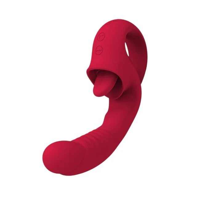 ROUGE VELVET Vibrator dublu Serena pentru clitoris și punctul G cu simulare sex oral 10 funcții de vibrații ultra-puternice roșu