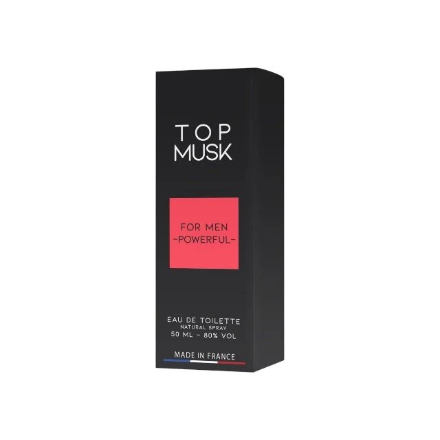 RUF Parfum cu feromoni Top Musk For Men pentru bărbați cu note de lămâie pin și lemn de cedru 50 ml